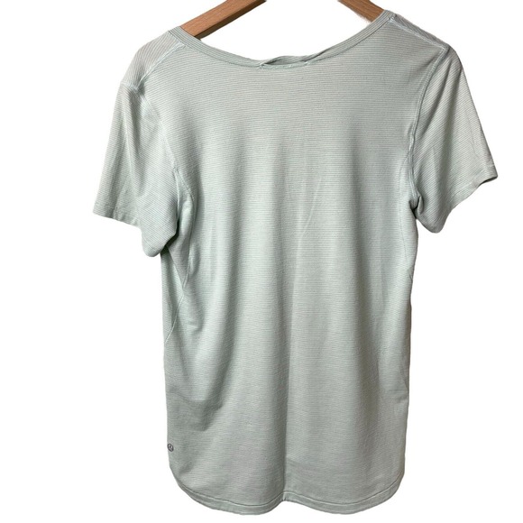 Lululemon Light Aqua Blue Wee Stripe V-Neck Athletic Short Sleeve T-Shirt 6 - Picture 5 of 7